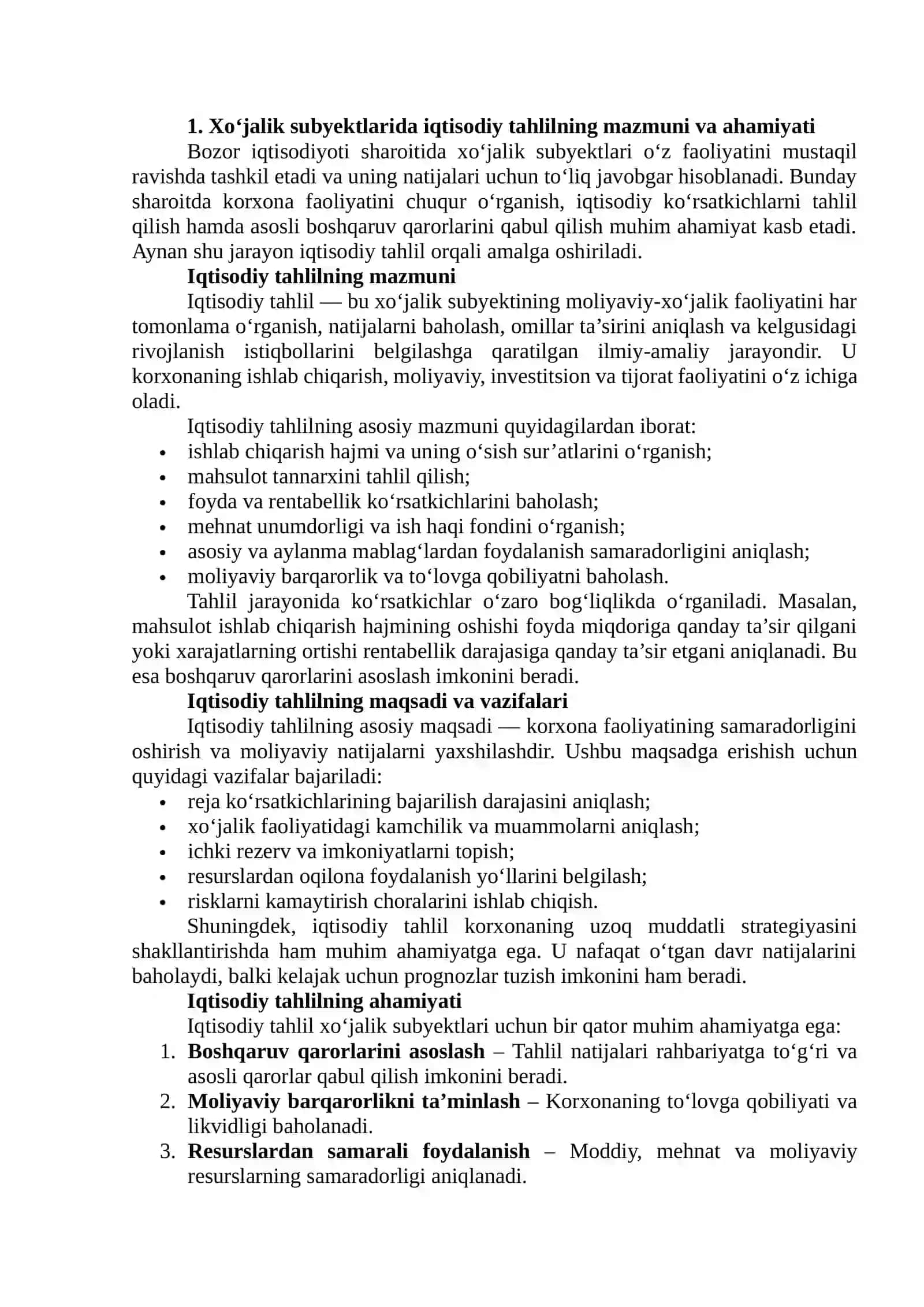 Xo‘jalik subyektlarida tahlil ishlarini kimlar olib borishadi 4