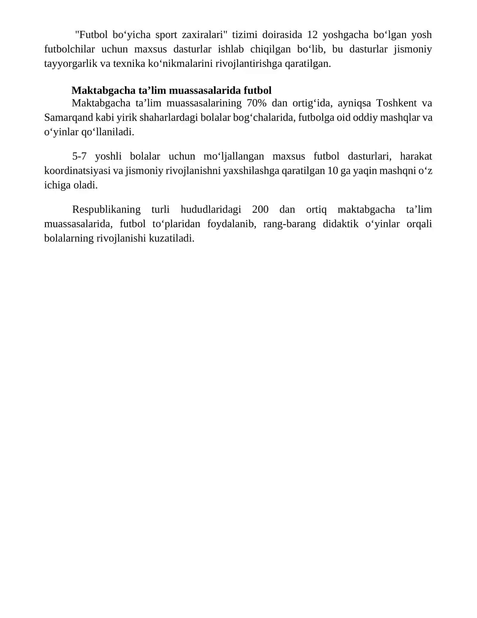Oʻzbekiston Respublikasi jismoniy tarbiya tizimida futbolning oʻrni 4