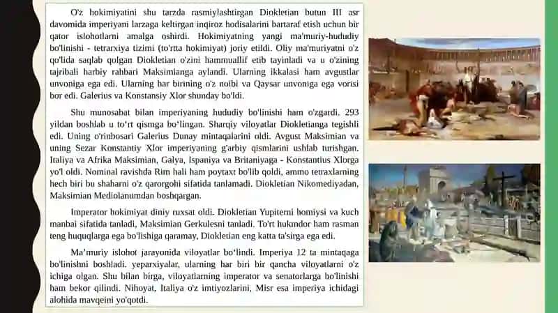 DOMINANT TIZIMINING O‘RNATILISHI VA DIOKLETAIN ISLOHOTLATI 4