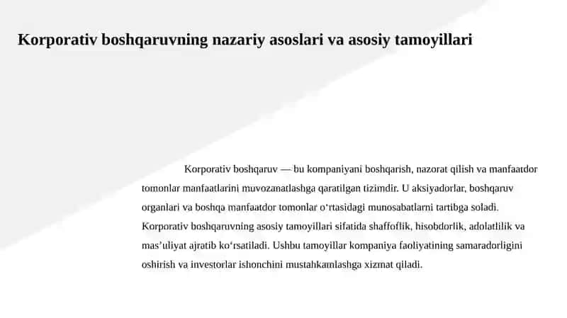 Korporativ boshqaruvda institutsional investorlar, fond bozorlari va boshqa vositachilarning roli 4