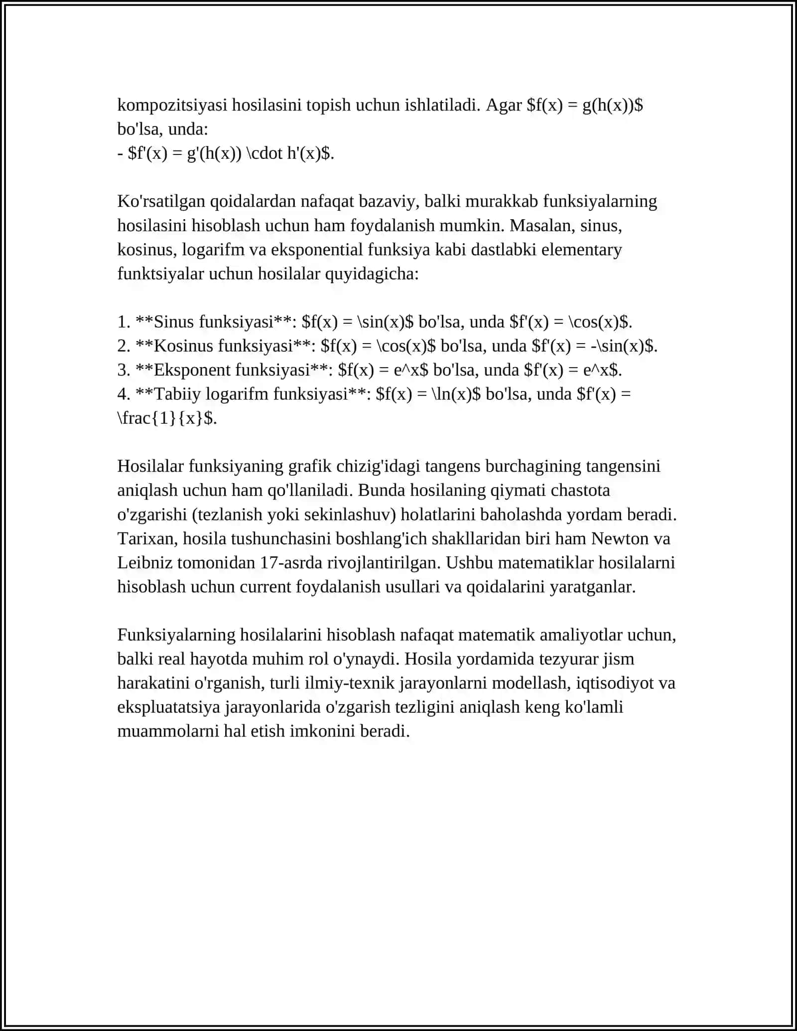 FUNKSIYALARNI HOSILA YORDAMIDA TÓLA TEKSHIRIB GRAFIGINI YASASH 4