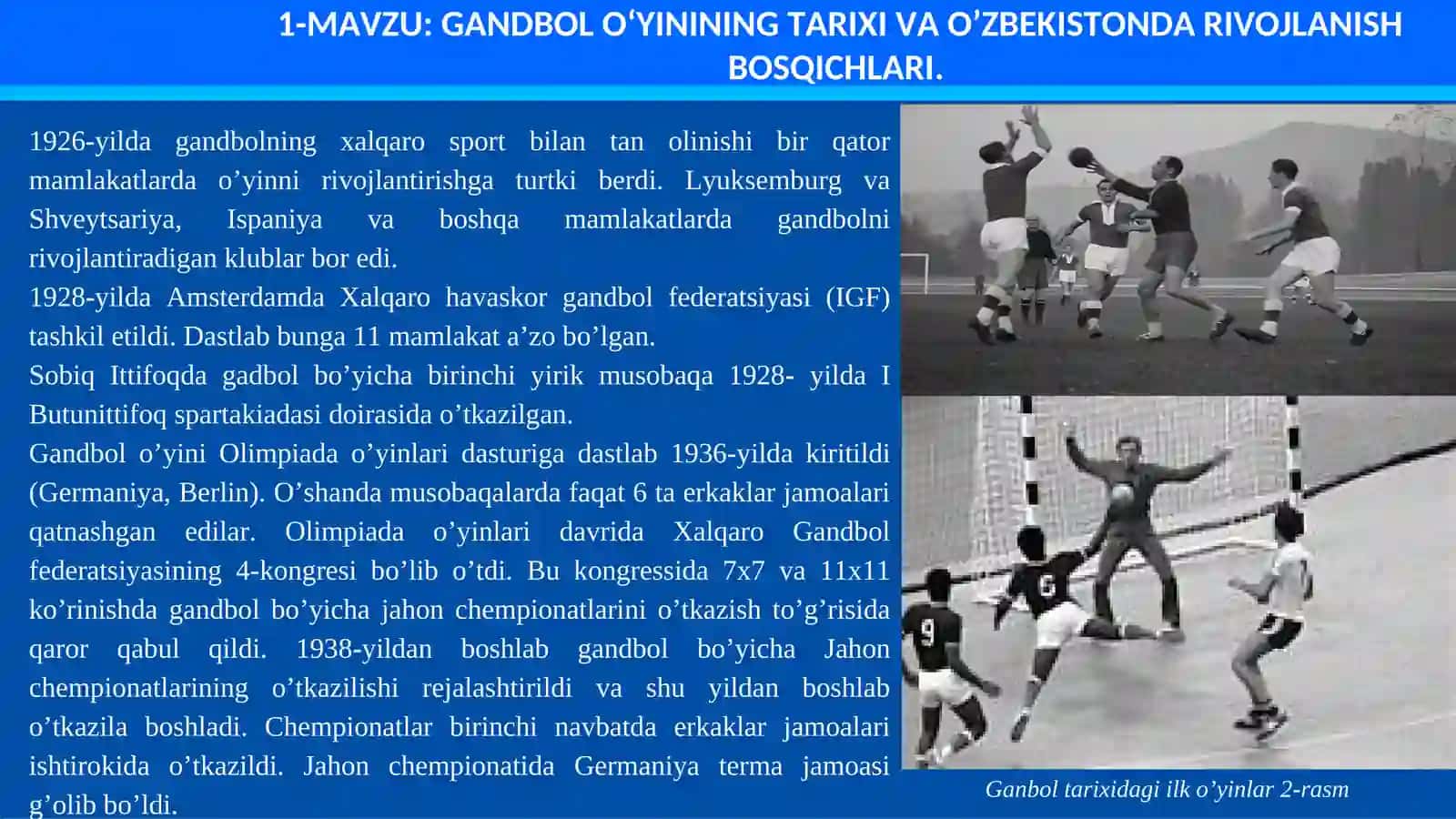GANDBOL O‘YININING TARIXI VA O’ZBEKISTONDA RIVOJLANISH BOSQICHLARI 4