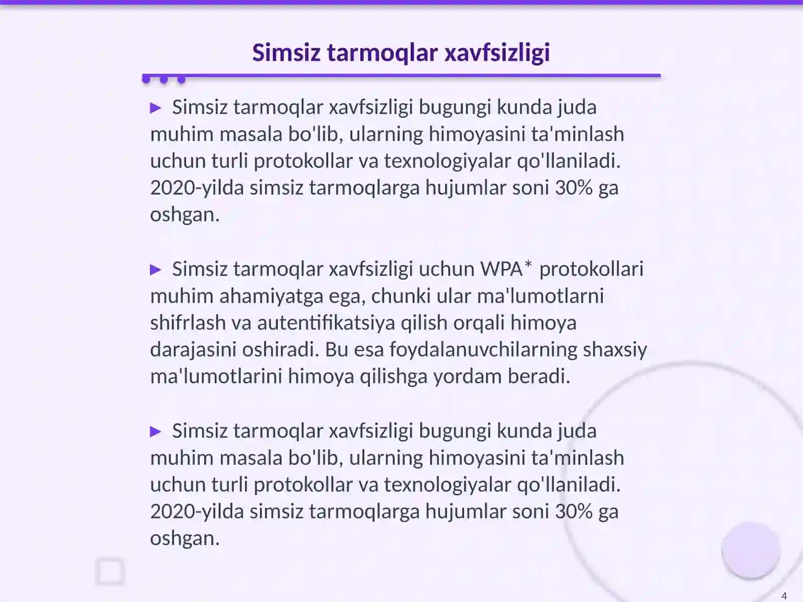 WPA* protokollarining xavfsizlik qoidalari 4