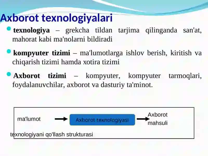 Infоrmаtikаvа ахbоrоttехnоlоgiyalаri 4