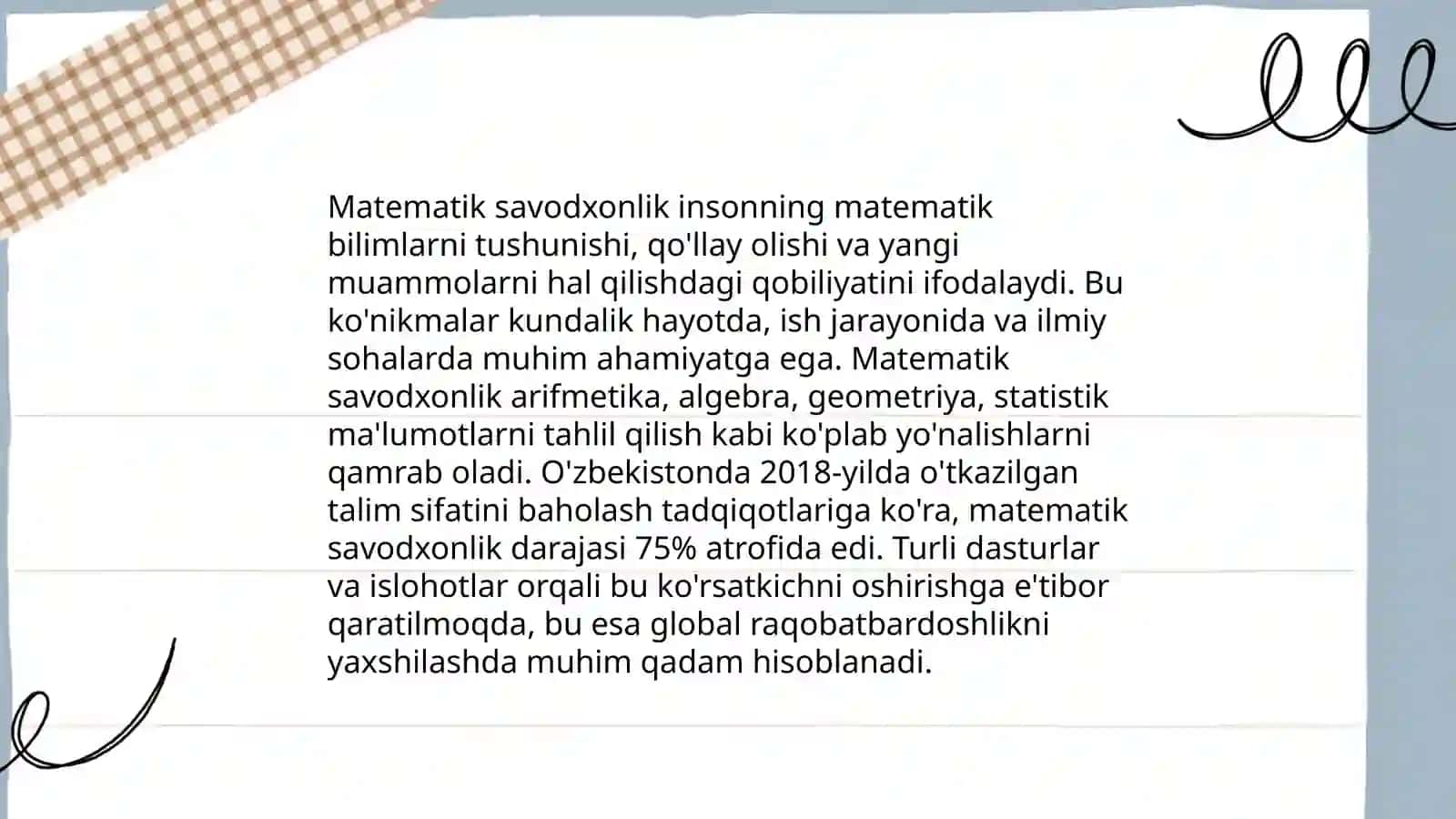 Matematik savodxonlikni TIMSS xalqaro baholash tizimi orqali takomillashtirish 4