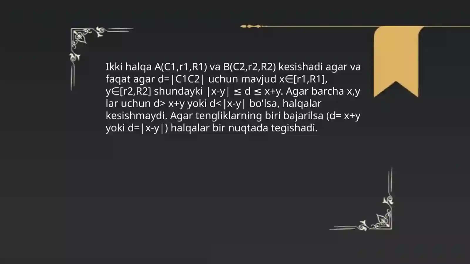 Bir sathdagi halqasimon kesishuvlar 4