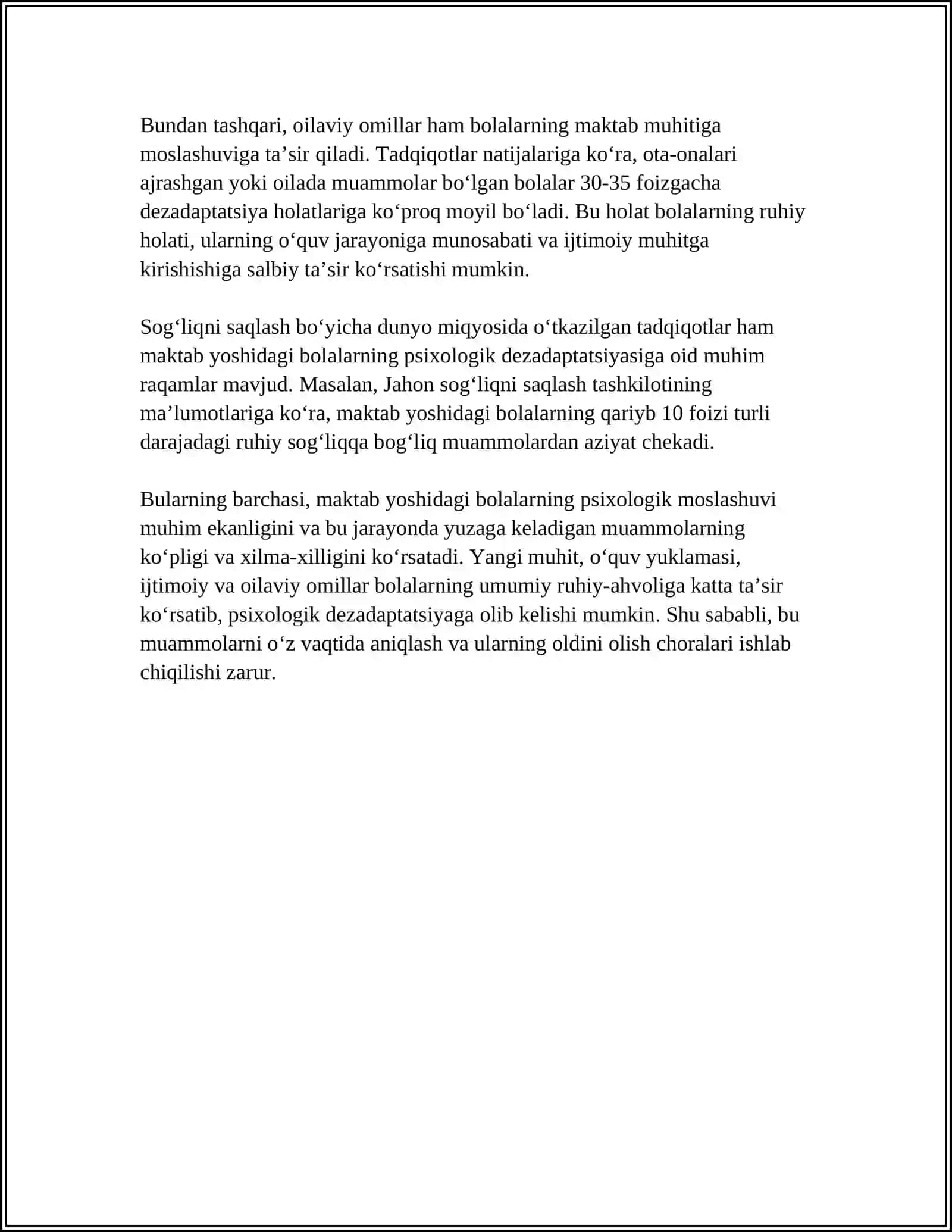 MAKTAB YOSHDAGI BOLALAR DEZADAPTATSIYANING PEDAGOGIK SHART SHAROITLAT 4