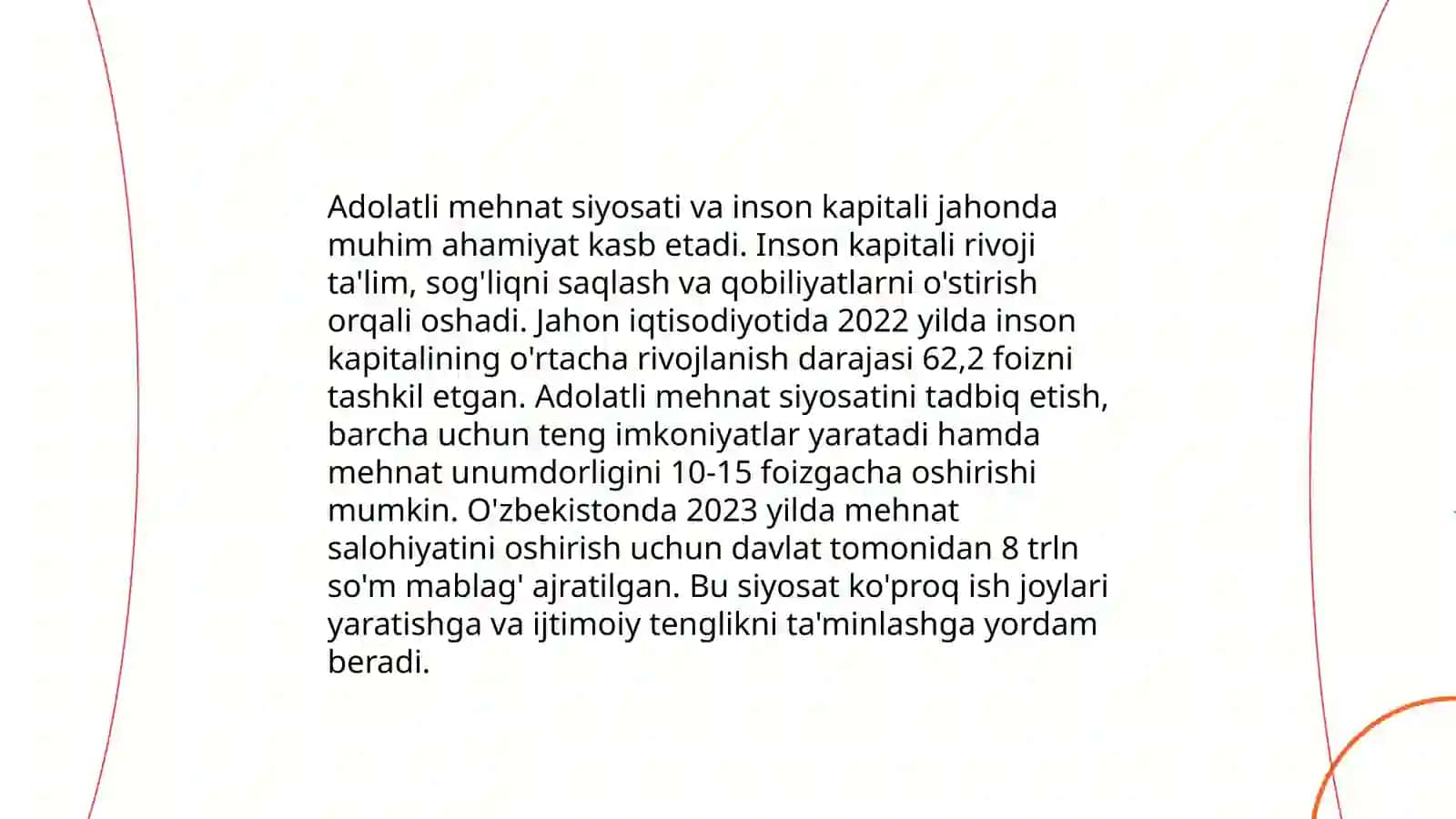 Adolatli va ijtimoiy siyosat yuritish inson kapitalini rivojlantirish 4