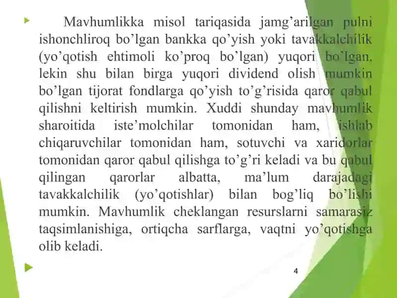 Mavhumlik va Tavakkalchilik 4