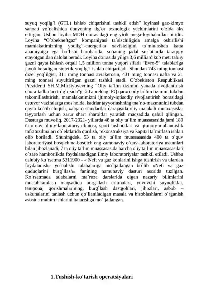 Tushish-ko`tarish operatsiyalarining davomiyligi va yuklarni taqsimlashni o`rganish 4