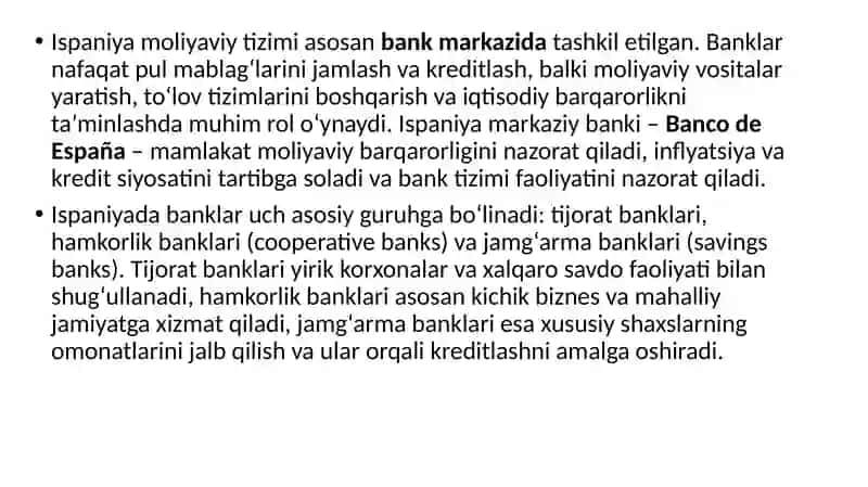Ispaniya Moliyaviy Tizimi 4