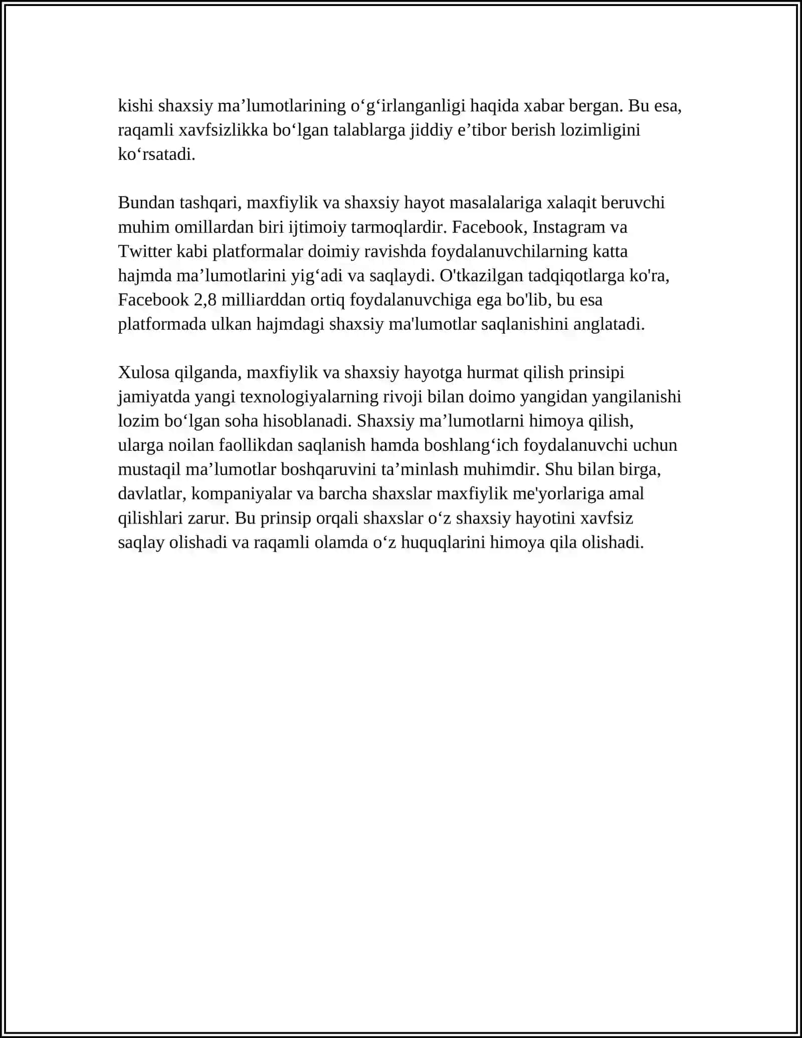 MAXFIY MA’LUMOTLARNI HIMOYALASHDA AXLOQIY TAMOYILLAR 4
