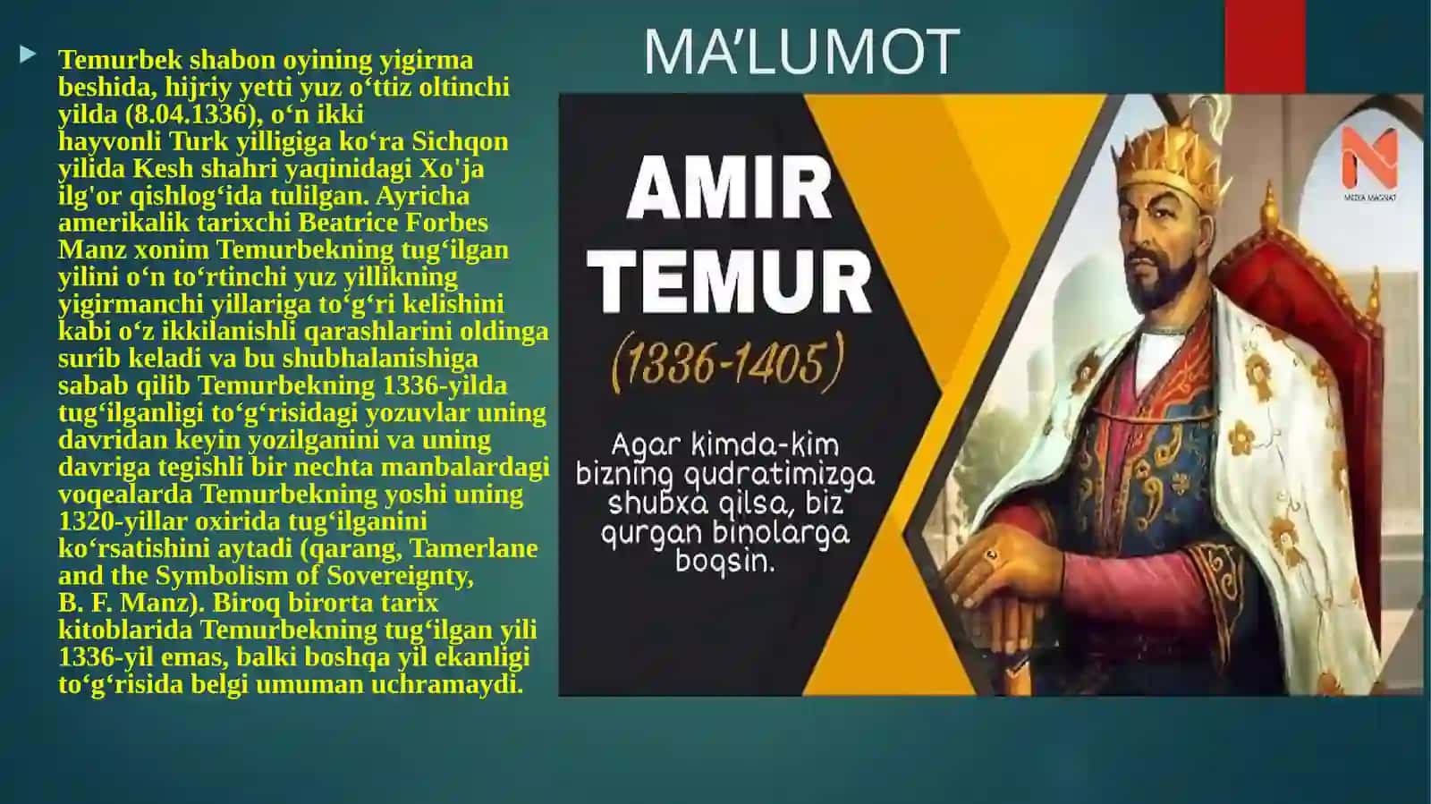 Amir Temur YERIK janglari 4