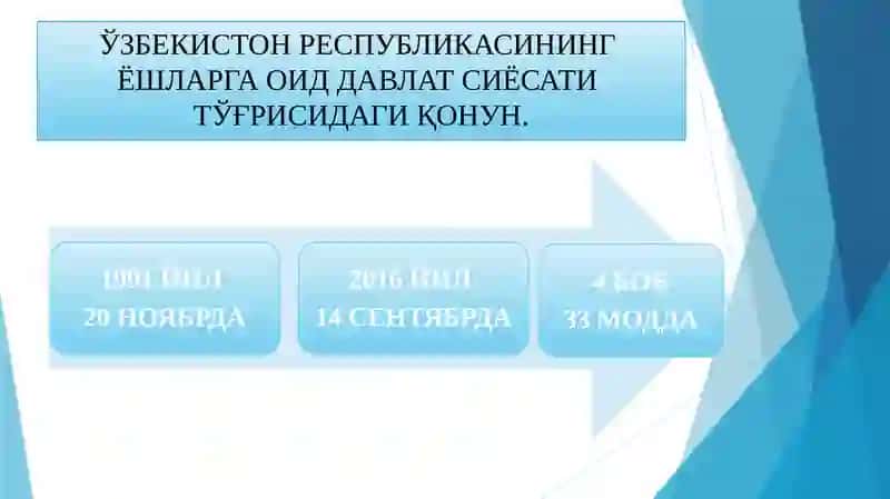 ЁШЛАРГА ОИД ДАВЛАТ СИЁСАТИ 4