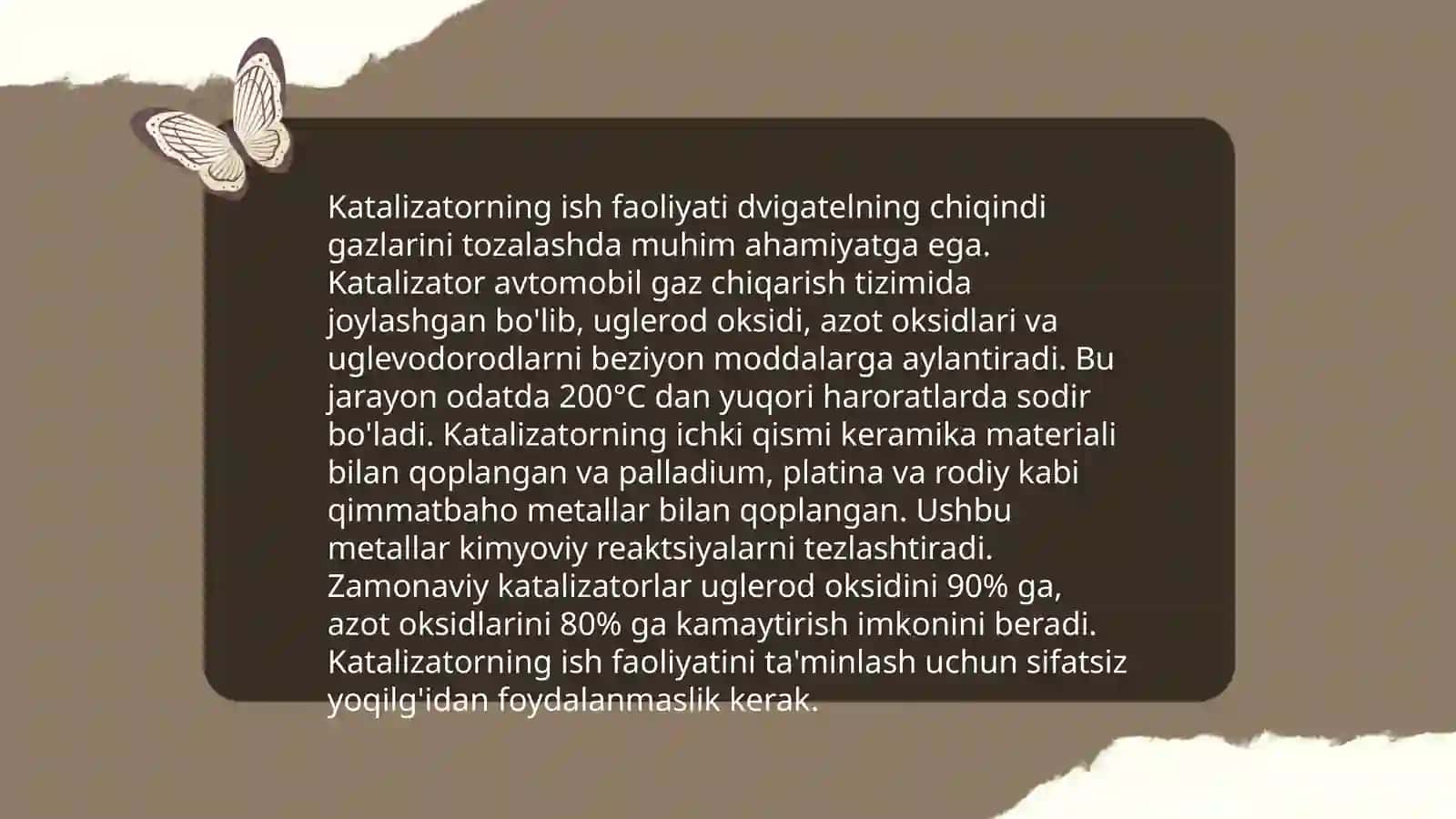 Katalitik jarayonlar. Katalizator tasir mexanizmi 4