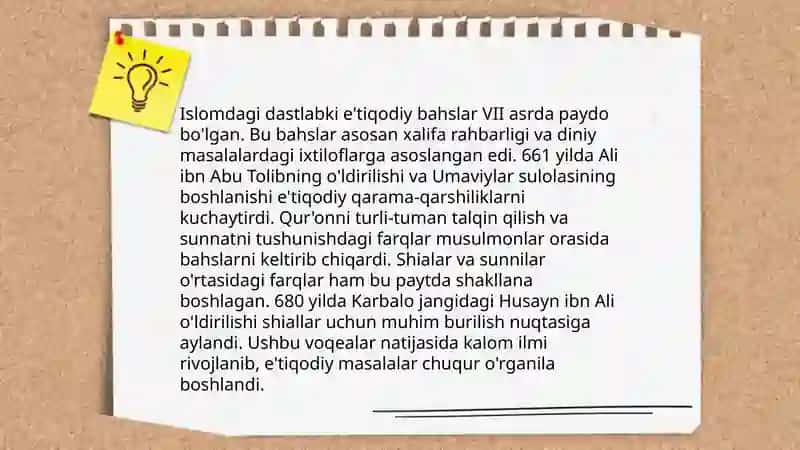 Islom oqimlari va yònalishlarining paydo bòlishi sabablari e'tiqodidagi bòlinishlarining sabablari va oqibatlari 4