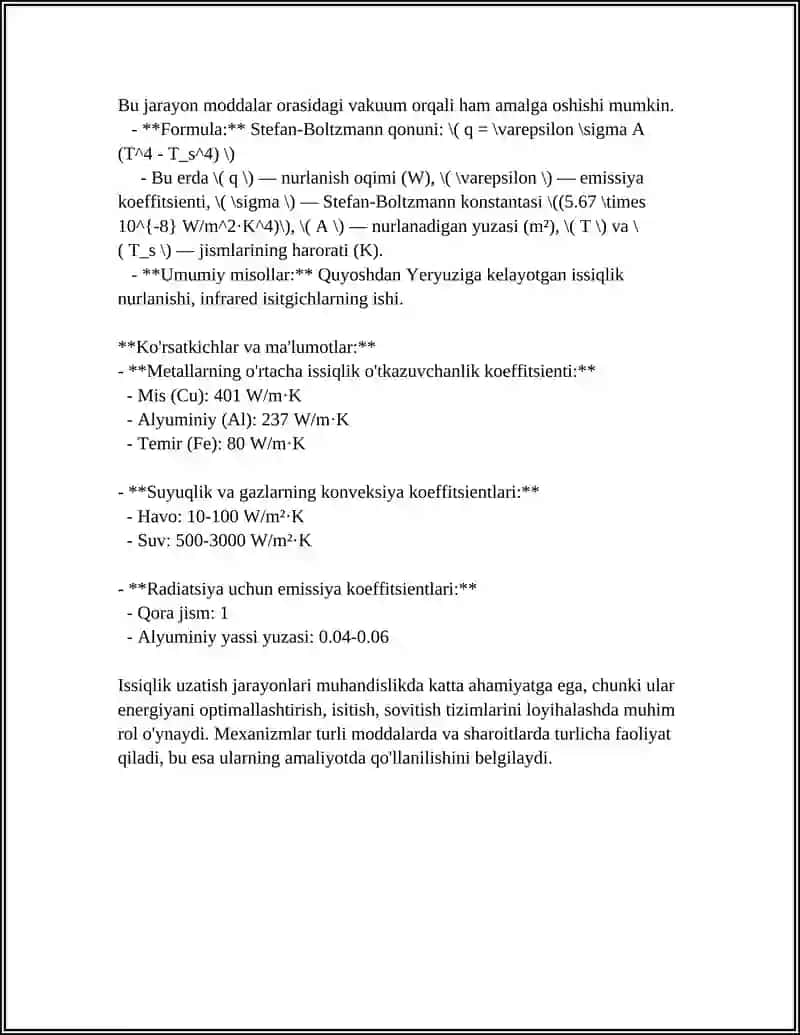 TERMODINAMIK MUVOZANATDA BO‘LMAGAN TIZIMLARDA KO‘CHISH HODISALARI 4