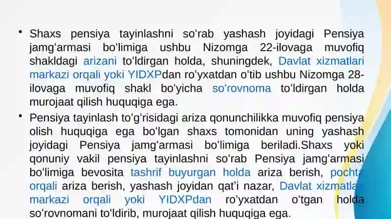 DAVLAT PENSIYALARINI TAYINLASH VA TOʻLASH TARTIBI 4
