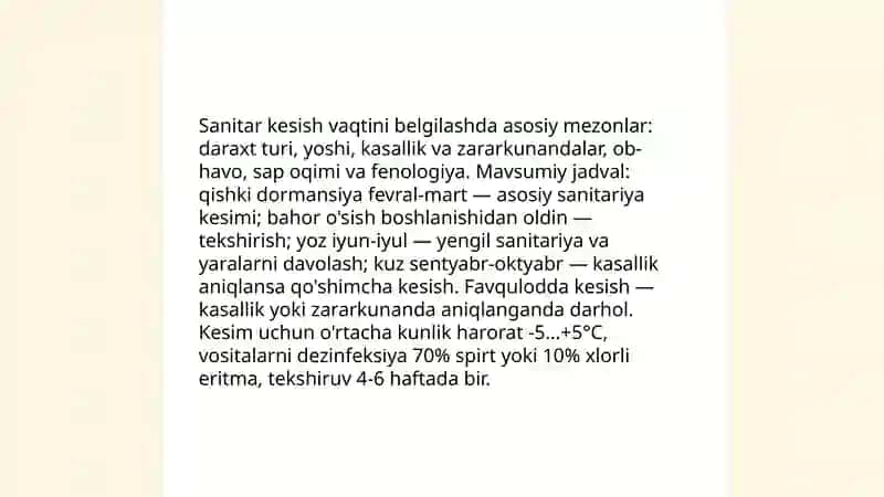 Bogʻlarda sanitar kesish usullari va uni oʻtkazish texnologiyasi 4