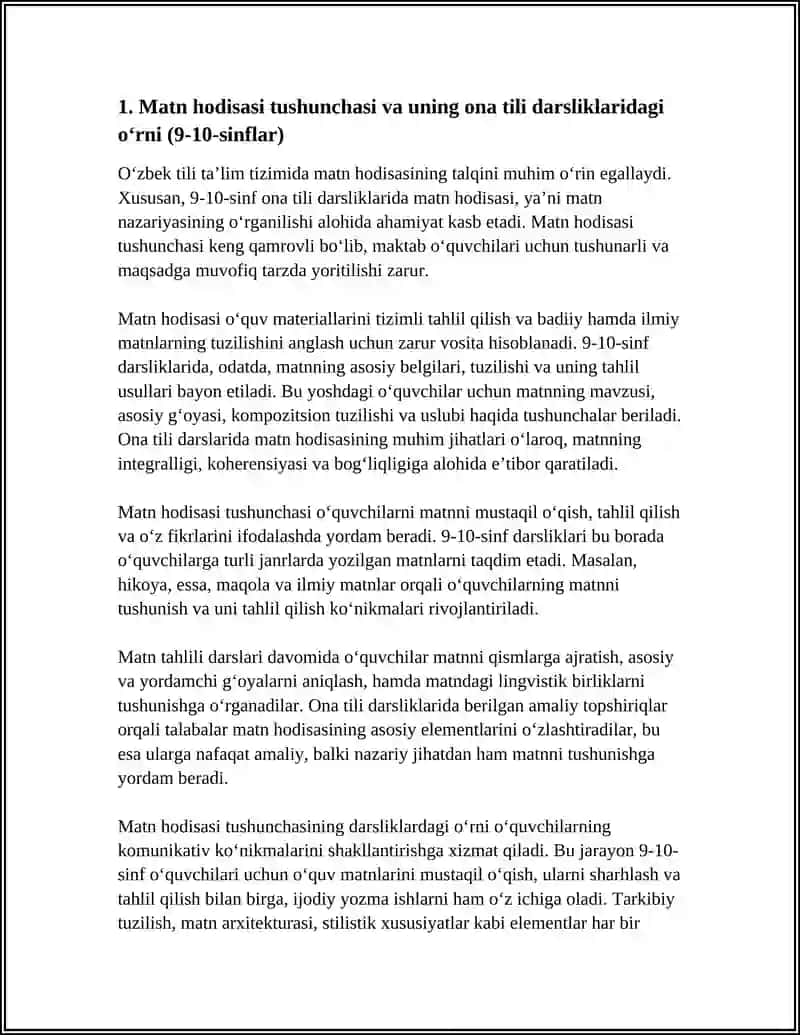 MAKTAB ONA TILI DARSLIKLARIDA MATN HODISASINING TALQINI (9-10-SINFLAR) 4