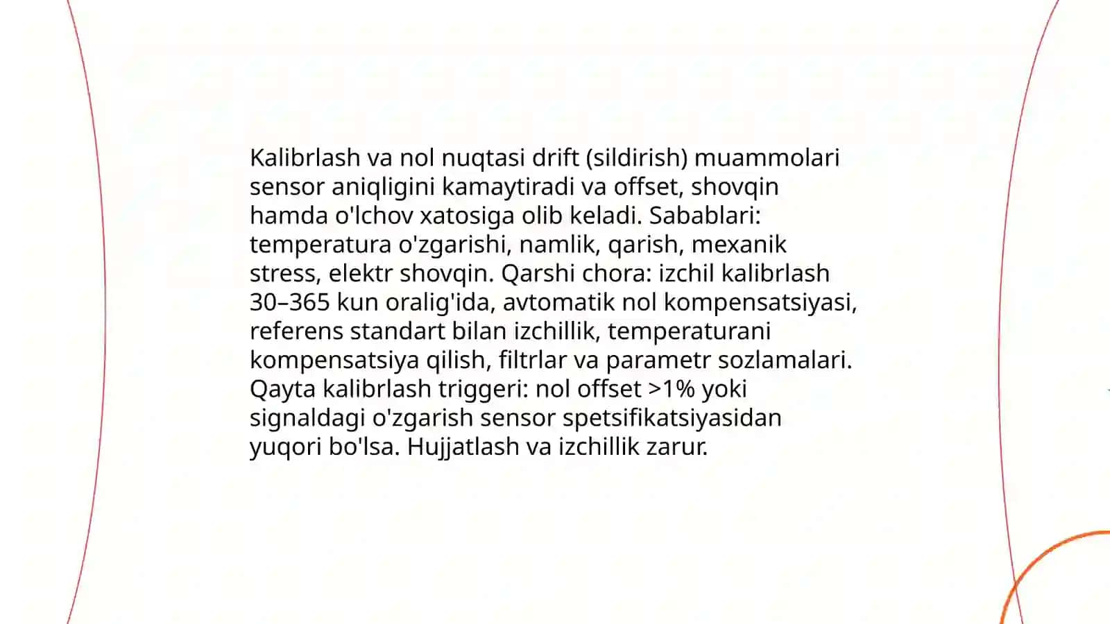 Sensor kamchiliklariga ega amalga oshirish shart sharoitlari 4