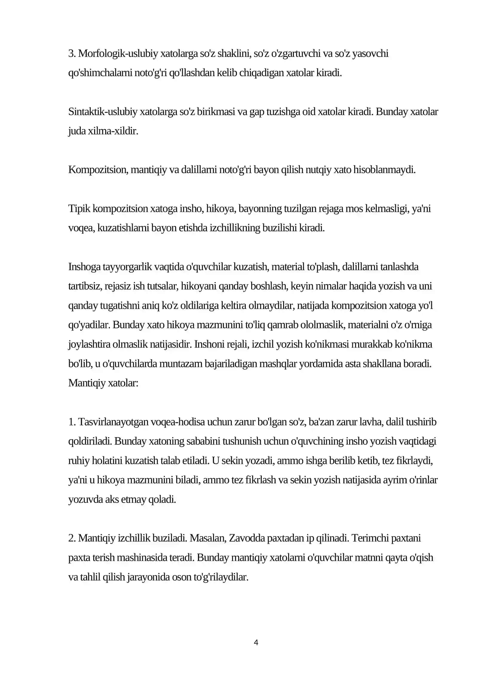 Imlo va uslubiy xatoliklar to'g'risidagi analizlar 4