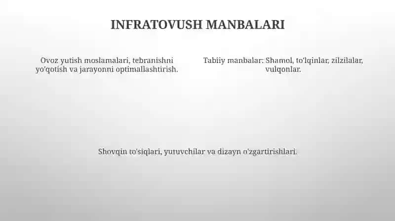 Atrof-muhit va ishlab chiqarish muhitida infratovushni pasaytirish 4