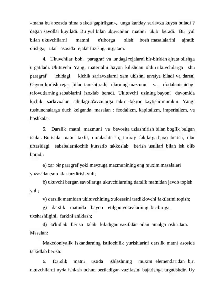 Tarix Darsligi Matni va Tarixiy Xujjatlar bilan ishlash 4