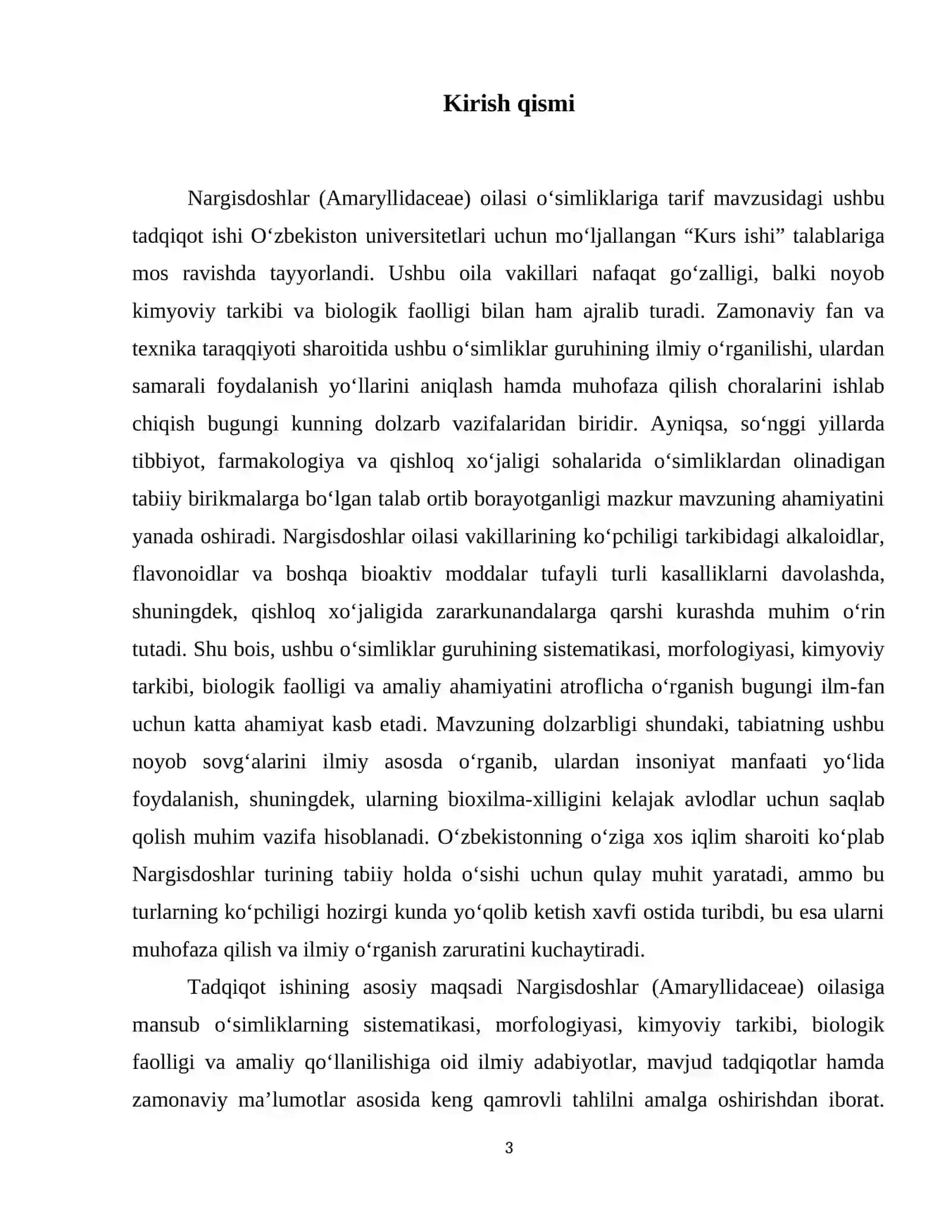 Nargisdoshlar  (Amaryllidaceae) oilasi oʻsimliklariga tarif 4