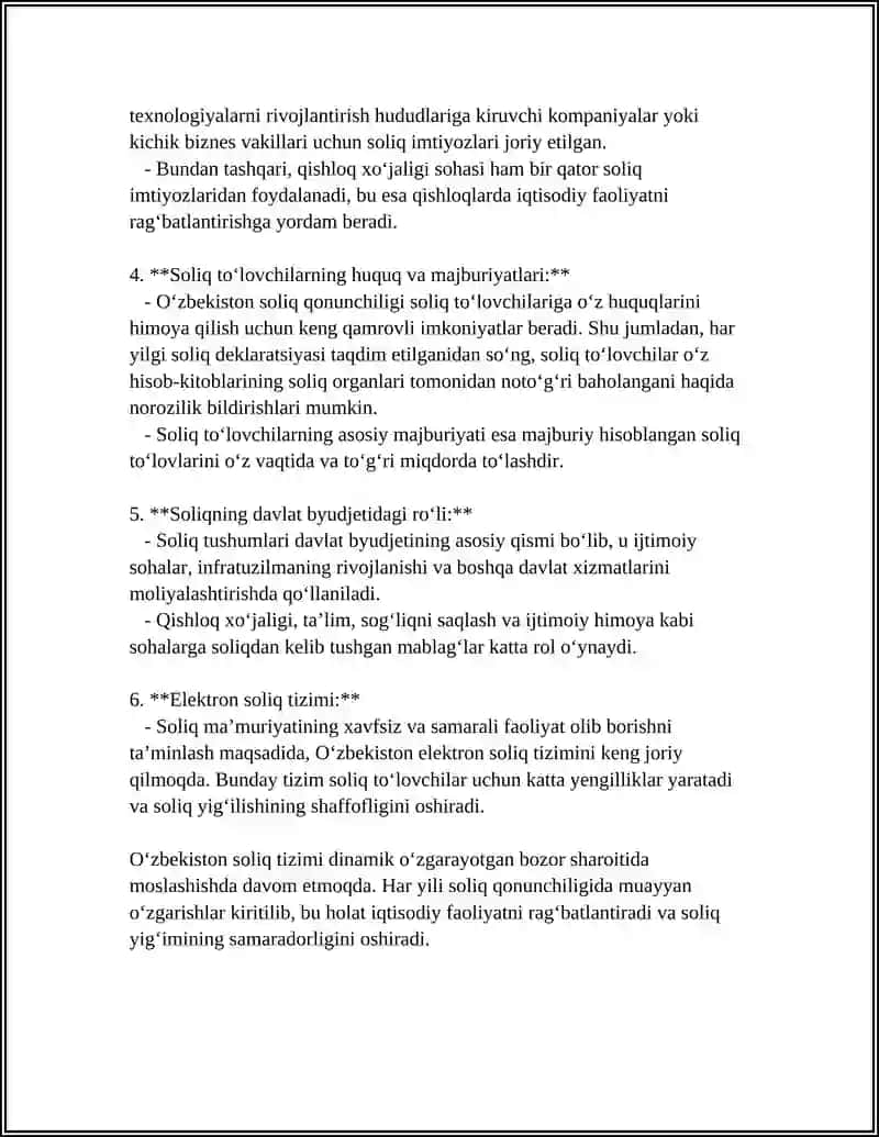 O'ZBEKISTON RESPUBLIKASI SOLIQ TIZIMINING UMUMIY TAVSIFI 4