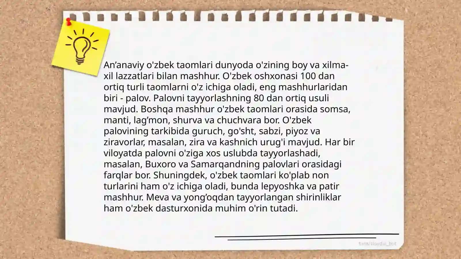 O’zbek oshxonasi turistlarni jalb etish. O’zbek oshxonasi brendini yaratish 4