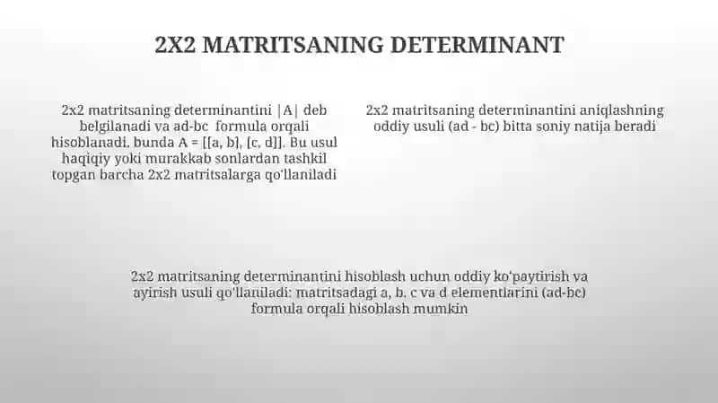 Matrixning determinantini sonli usulda hisoblash 4