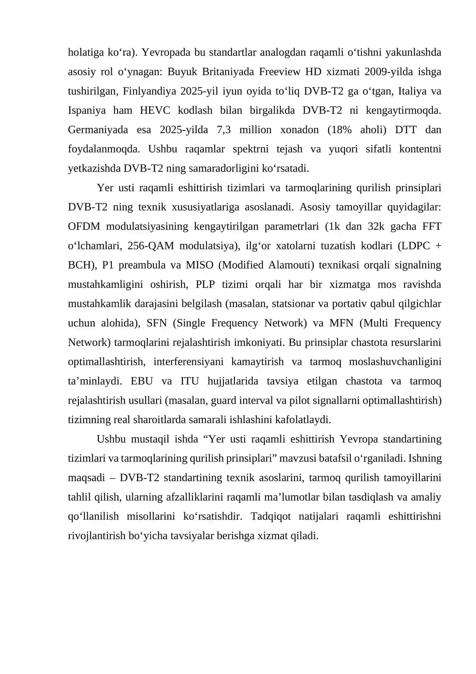 Yer usti raqamli eshittirish Yevropa standartining tizimlari va tarmoqlarining qurilish prinsiplari 4
