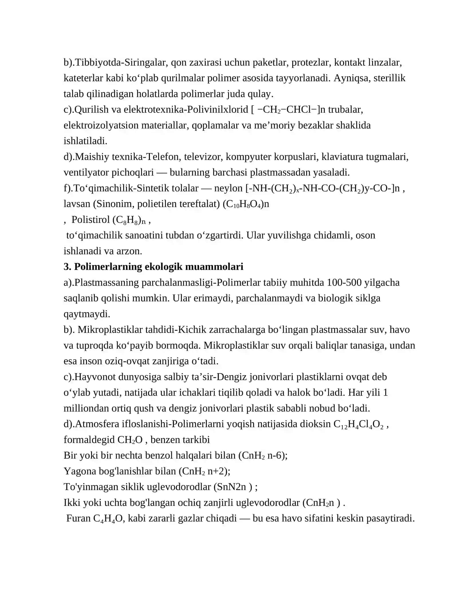 POLIMERLARNING KUNDALIK HAYOTDAGI AHAMIYATI VA EKOLOGIYAGA TA’SIRI 4