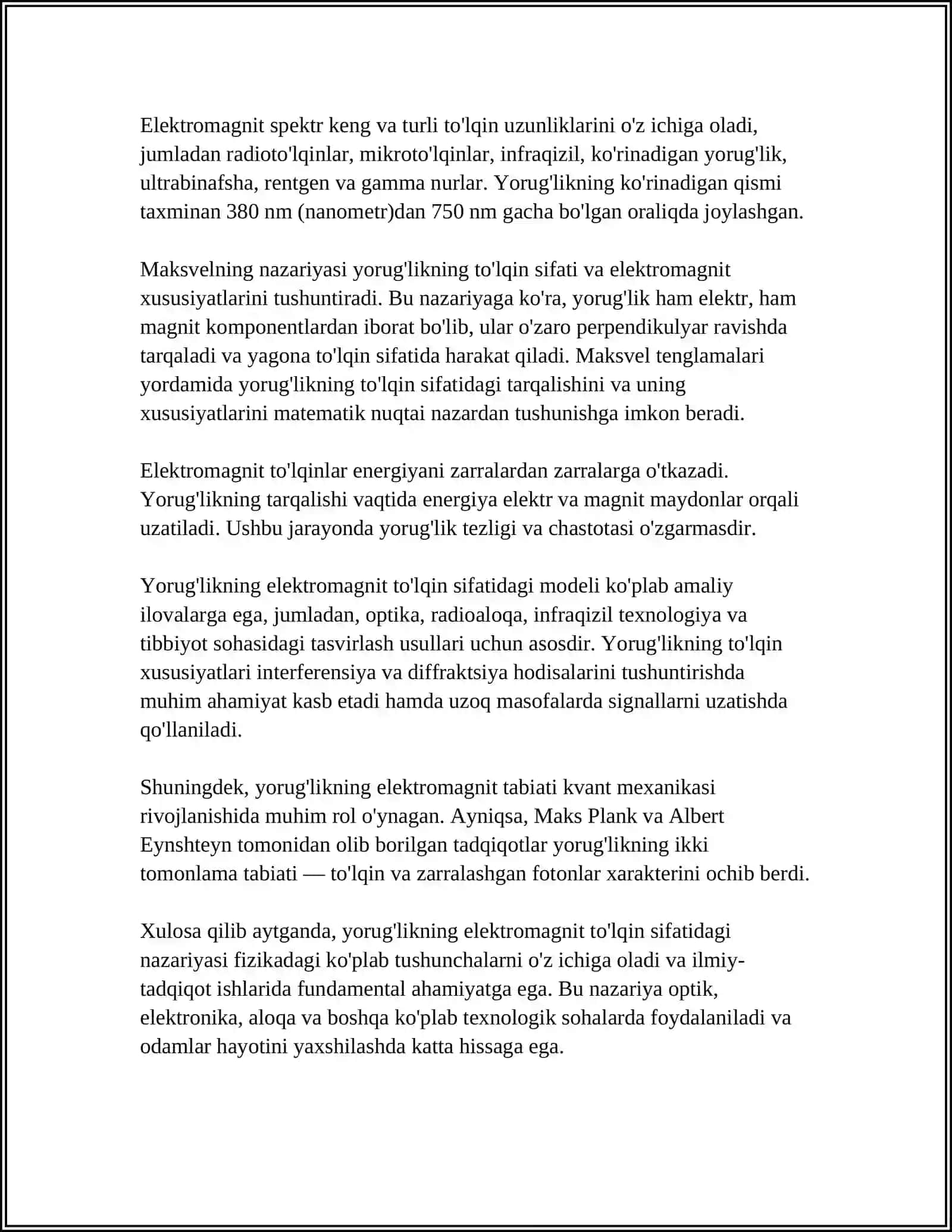 YORUG'LIKNING ELEKTROMAGNIT TO'LQIN NAZARIYASI 4