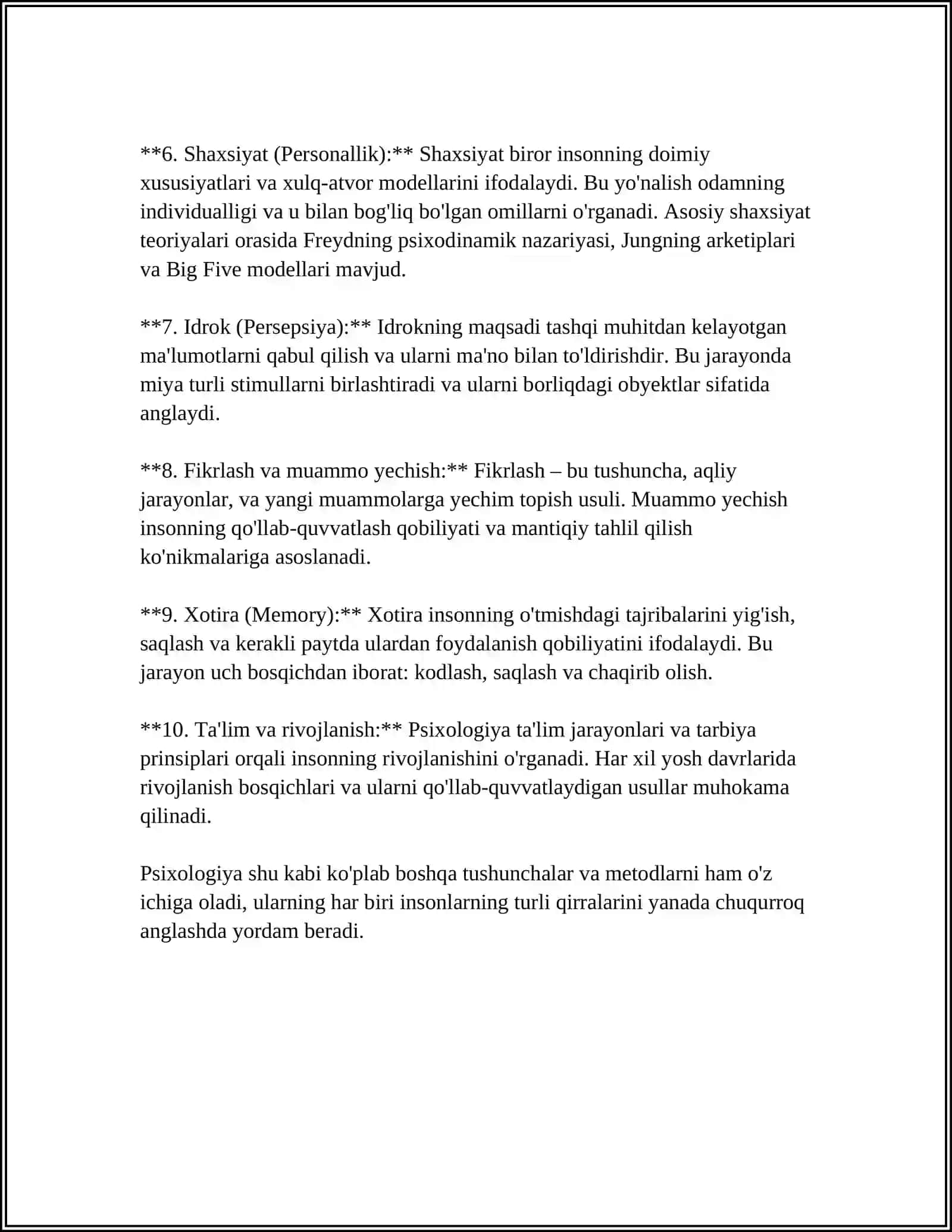 PSIXOLOGIYANING TUZILISHI,PSIXOLOGIYA SOHALARI,PSIXOLOGIYANING FANLAR TIZIMIDA TUTGAN ÒRNI 4