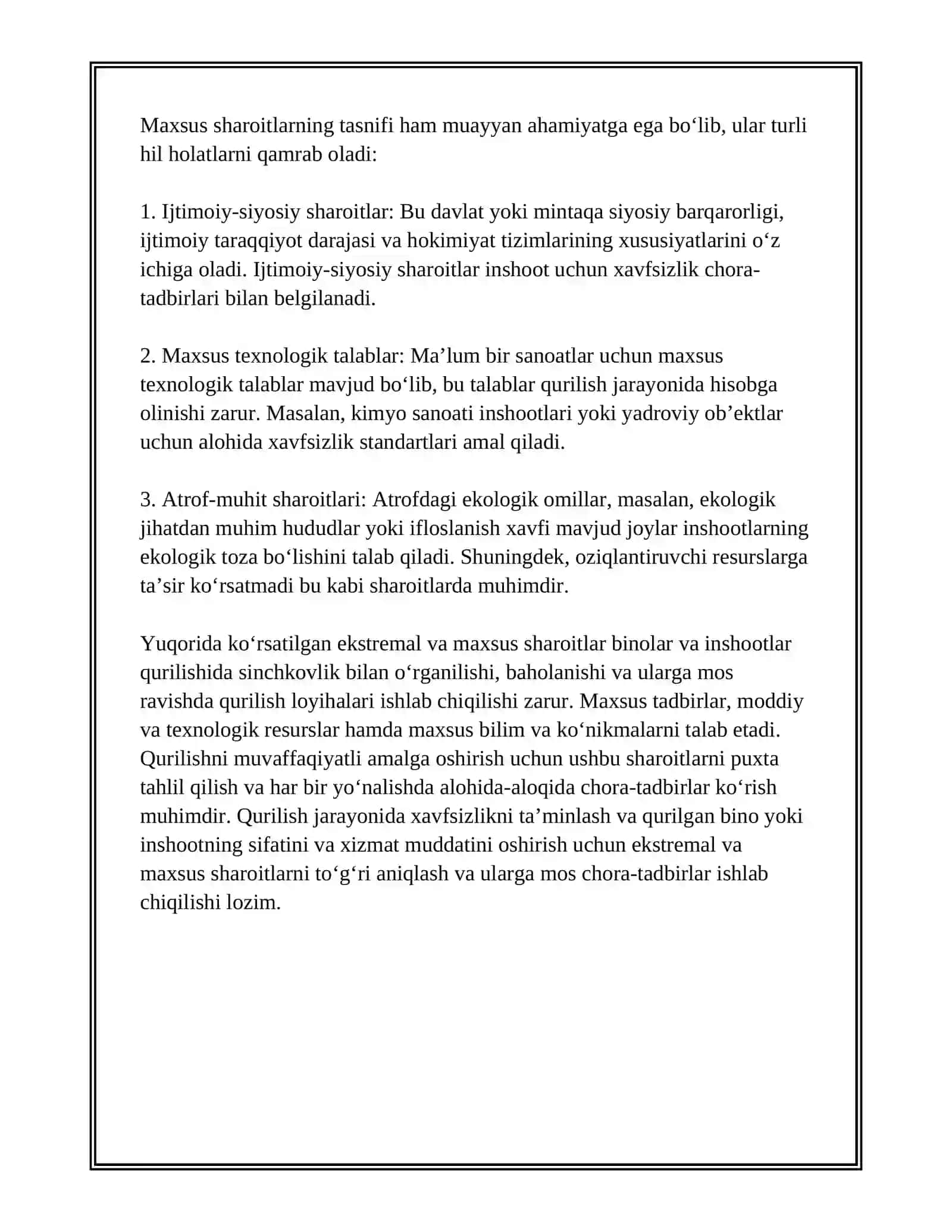 EKSTRIMAL VA  MAXSUS SHAROITLARDA BINO VA INSHOOTLAR QURULISHINING UZIGA XOSLIGI 4