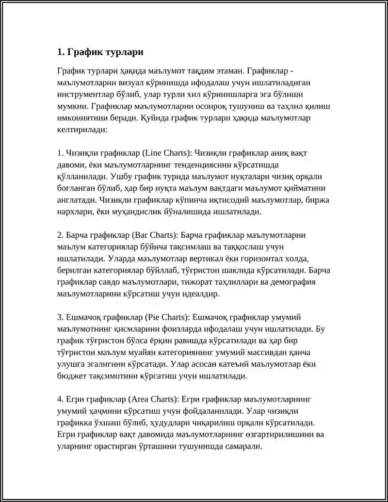 ГРАФИКА ВА ДИАГРАММАЛАР ЁРДАМИДА АҲБОРОТНИ ТАҚДИМ ЭТИШ 4