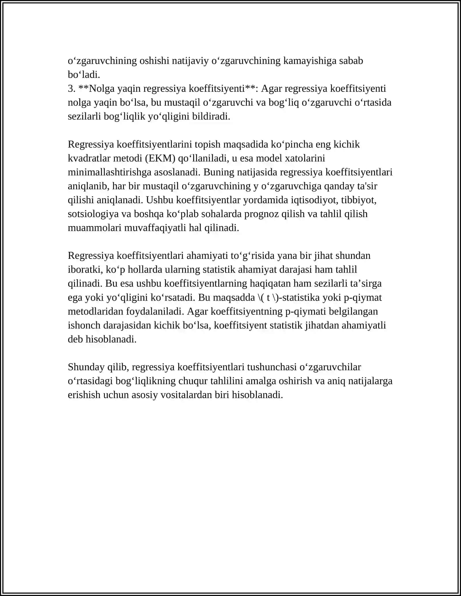 REGRESIYA KOEFFITSIYENTLARINING IQTISODIY MOHIYATI NIMADAN IBORAT? 4