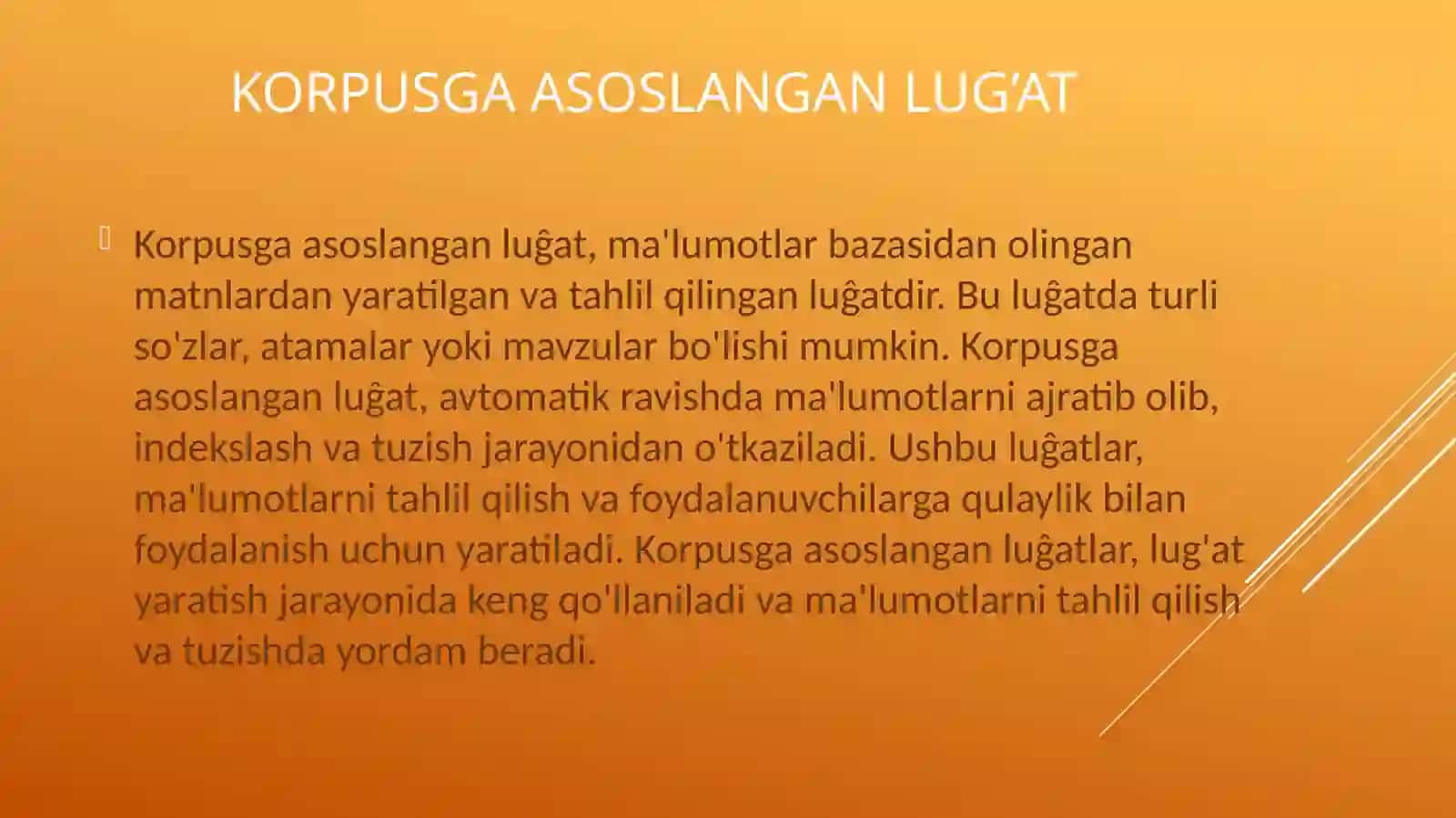 Korpusga asoslangan lug’at yaratish(sport sohasida) 4
