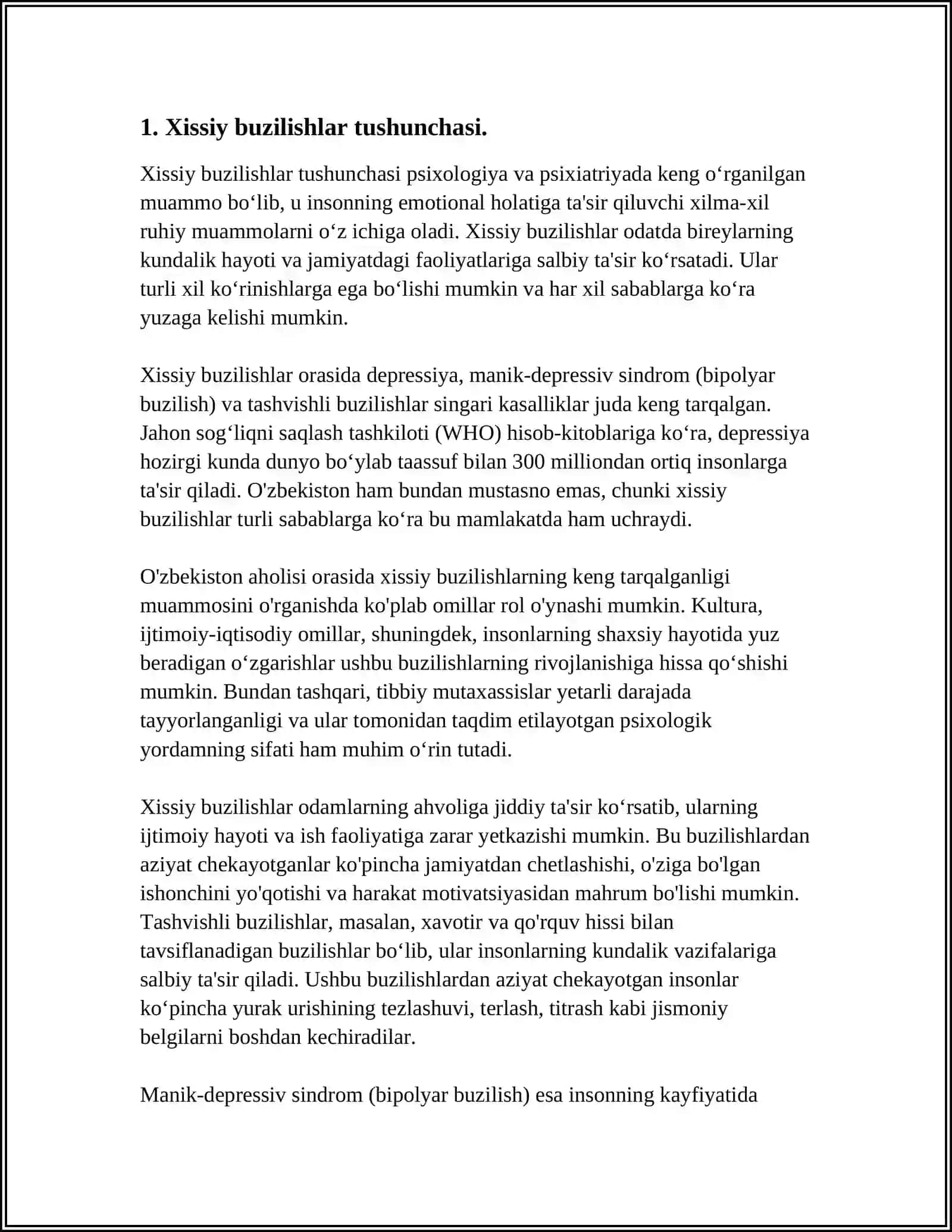 XISSIY BUZILISHLAR VA XULQ- ATVOR BUZILISHLARI 4