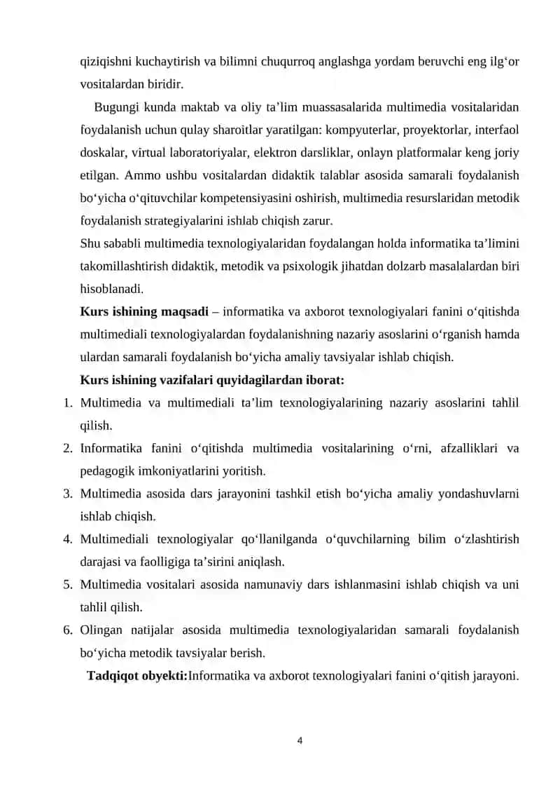 Informatika va AT ni o‘qitishda multimediali texnologiyalardan foydalanish” 4