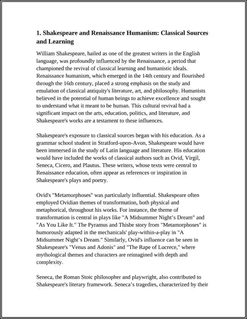 SHAKESPEARE AS A RENAISSANCE WRITER: INDIVIDUALIZM, HUMANISM AND DRAMATIC ART 4