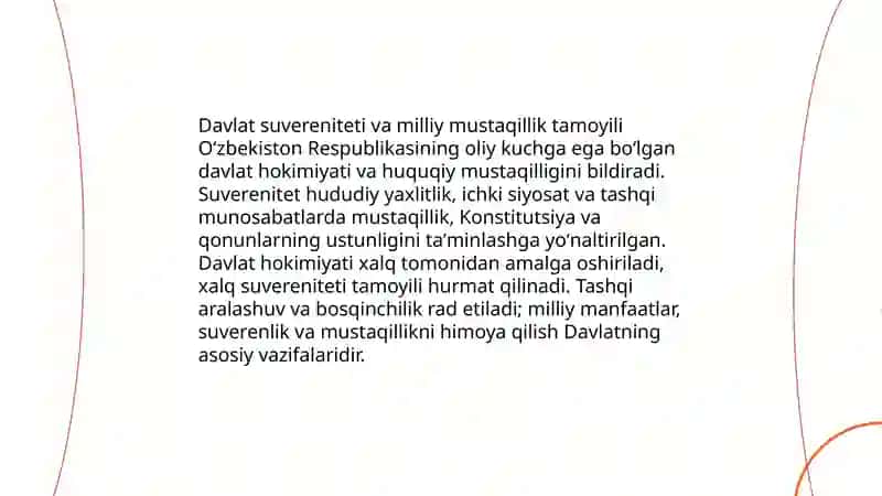 Oʻzbekiston Respublikasi Konstitutsiyasining asosiy tamoyillari 4