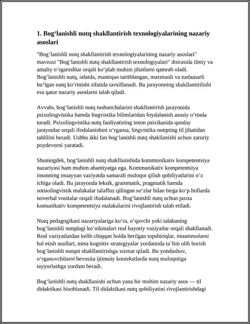 "BOG‘LANISHLI NUTQ SHAKLLANTIRISH TEXNOLOGIYALARI" 4
