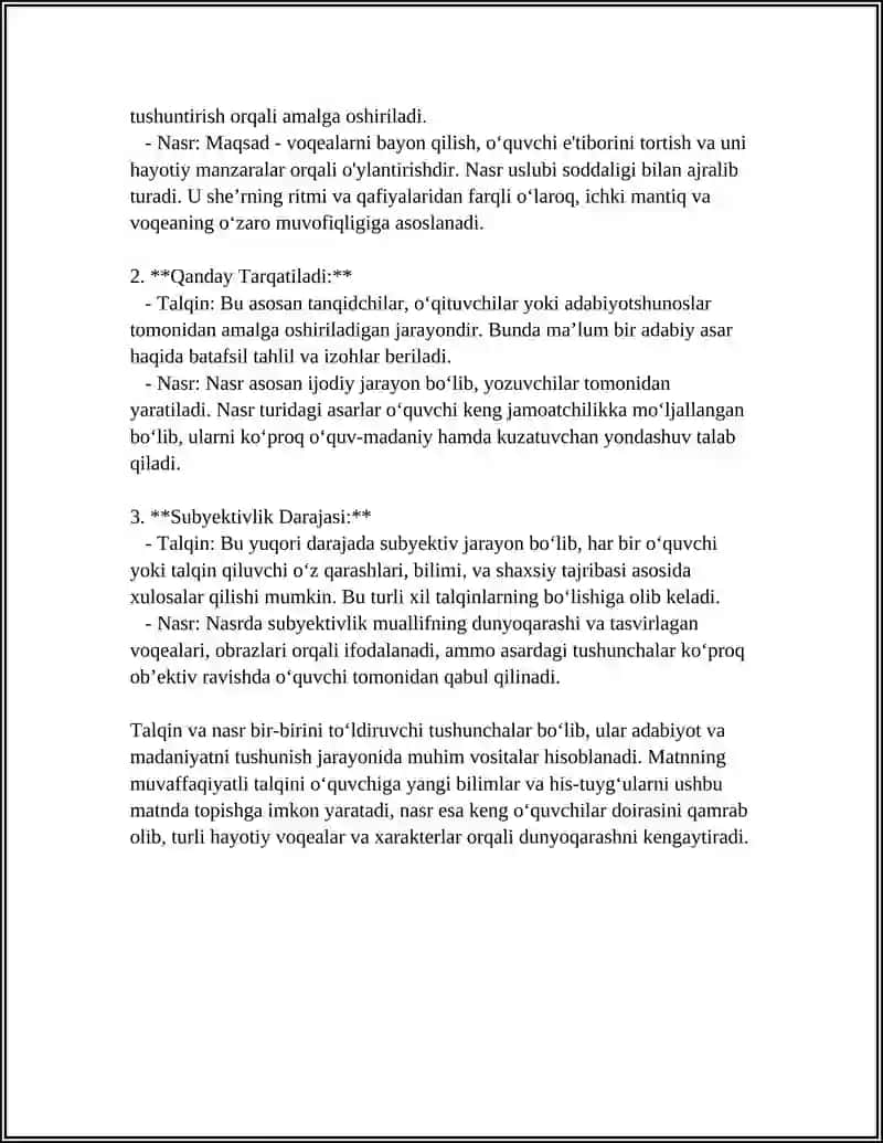 TALQIN VA NASR HAQIDA. ASHULA YOLLAR HAQIDA 4