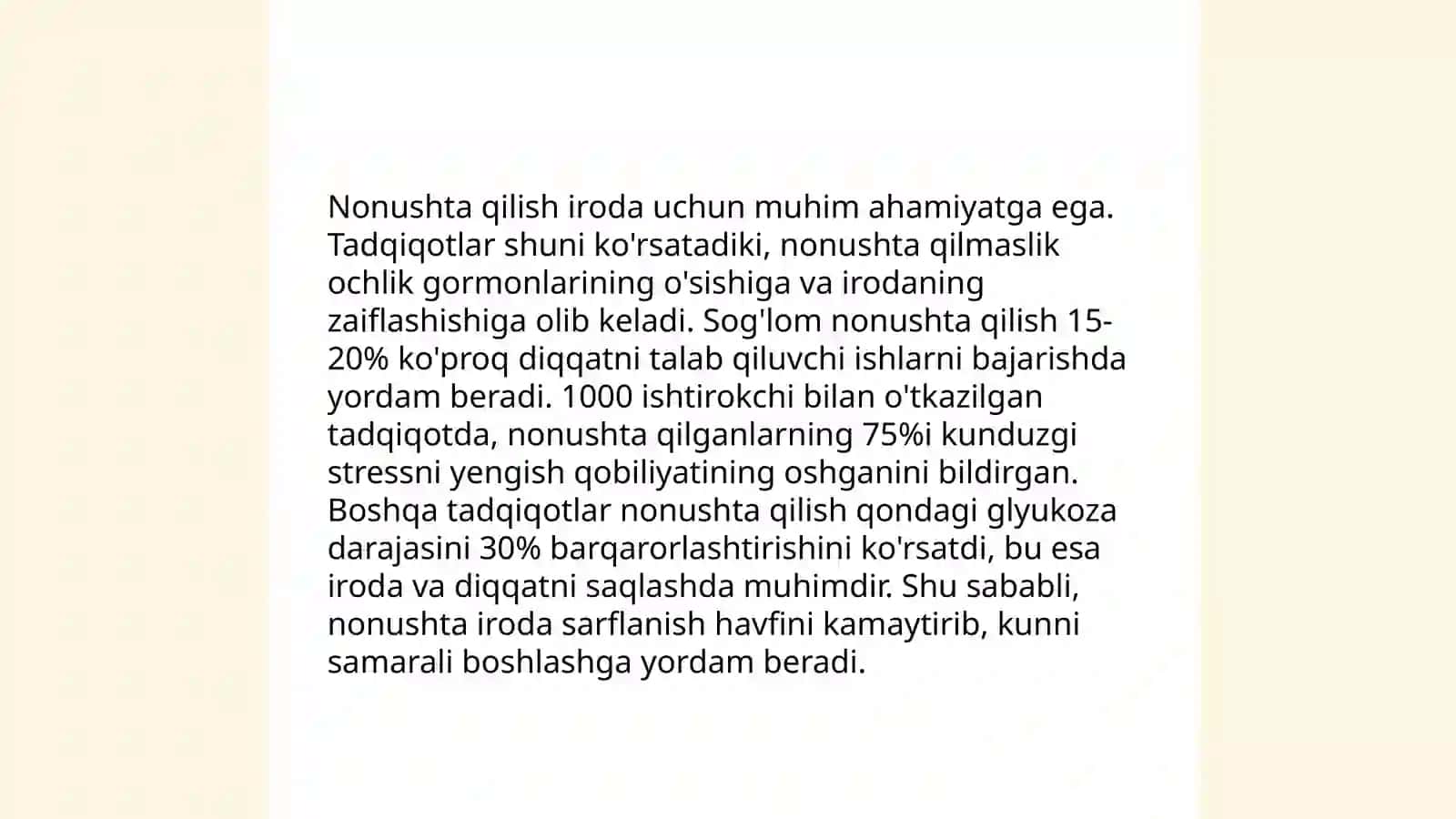Nonushta uchun iroda 4