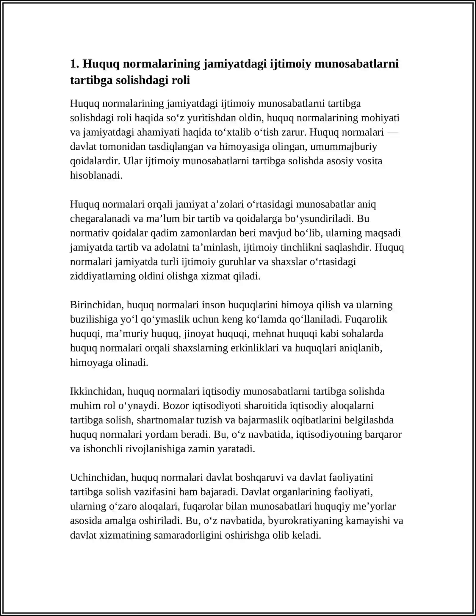 HUQUQ NORMALARINING JAMIYATDAGI IJTIMOIY MUNOSABATLARDA QOʻLLANILISHI 4