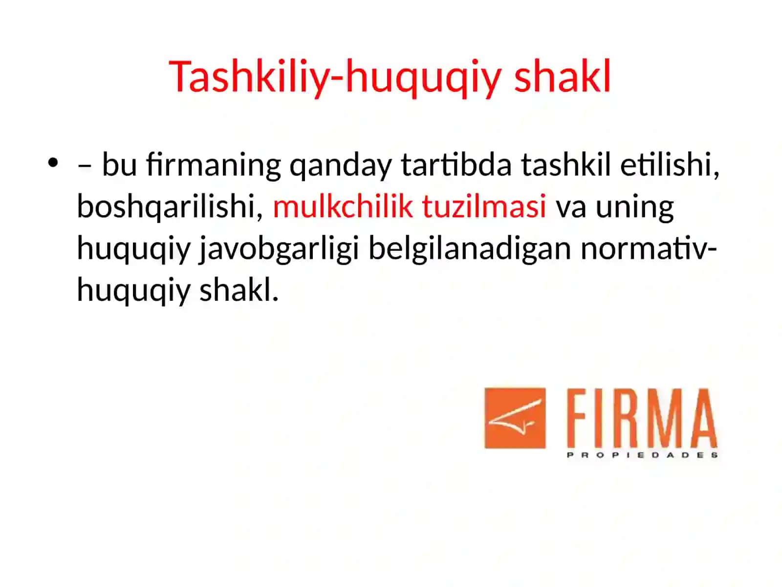 11 FIRMANING TASHKILIY-HUQUQIYSHAKLINI TAHLIL QILISH 4