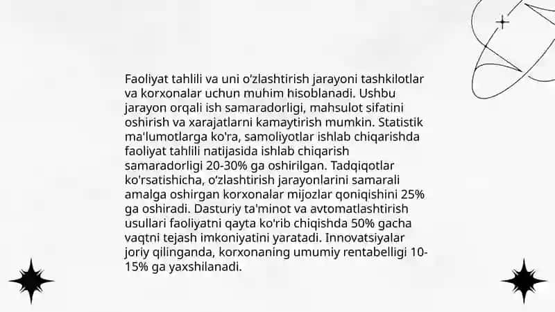 Faoliyatning ózlashtirilishi va malakalarni egallash 4
